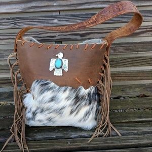 NWT Hair on hide/leather Handmade shoulder Bag
